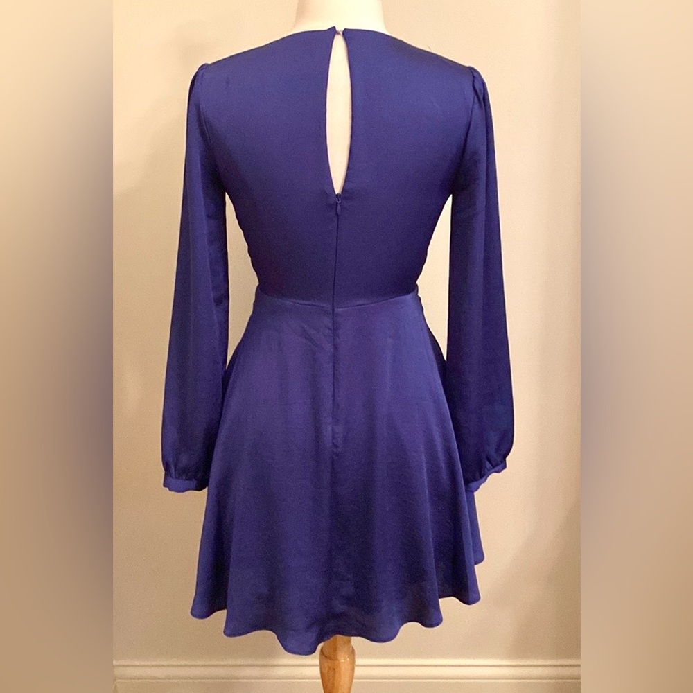 Express Periwinkle Blue SZ XS Romantic Soft Girl Coastal Fit & Flare Mini Dress - Picture 8 of 14